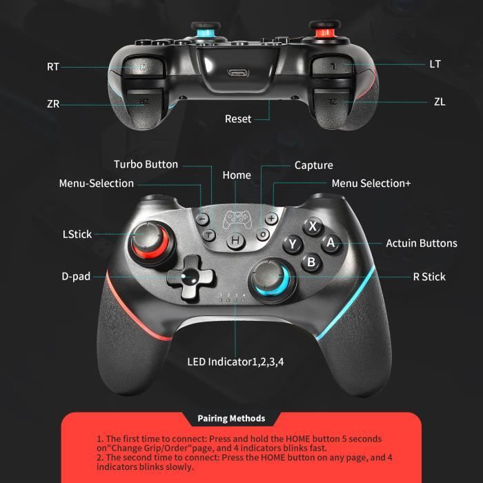 Manette de jeu - Nintendo - Manette sans fil pour Switch - Sans fil - Ergonomique - 6 axes – Image 4