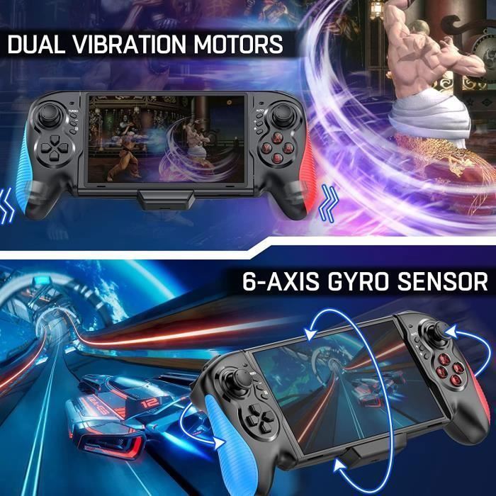 Manette Switch/OLED Contrôleur Mode Portable, Gyroscope à 6 Axes,Turbo,Vibration (Rouge & Bleu) - KENUOS – Image 2