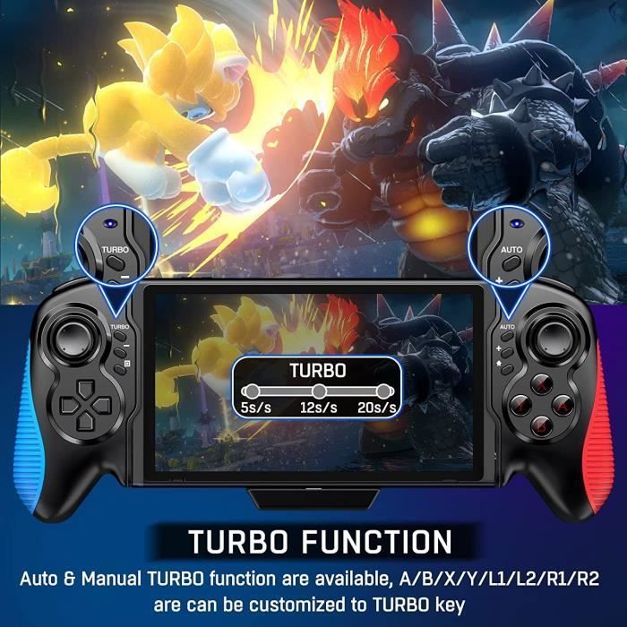 Manette Switch/OLED Contrôleur Mode Portable, Gyroscope à 6 Axes,Turbo,Vibration (Rouge & Bleu) - KENUOS – Image 3