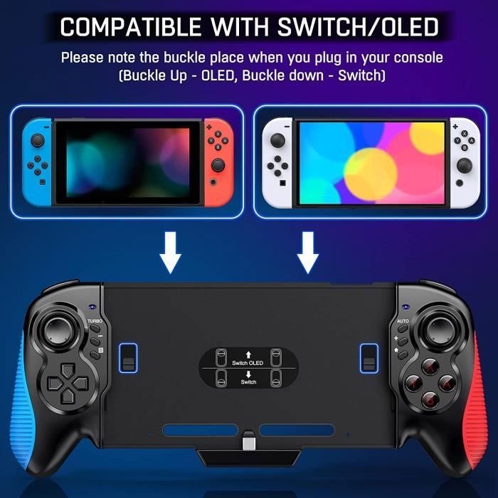 Manette Switch/OLED Contrôleur Mode Portable, Gyroscope à 6 Axes,Turbo,Vibration (Rouge & Bleu) - KENUOS – Image 4