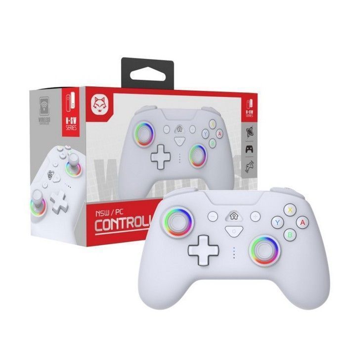 Manette de jeu - Générique - Manette Switch Pro LED - Couleur blanche - Bluetooth - 600 mAh