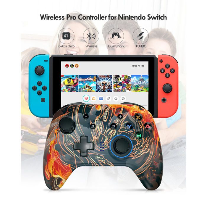Manette Switch sans fil pour Nintendo Switch 1 Switch 2, Switch Lite, Switch OLED, PC, Android et iOS – Dragonne – Image 3