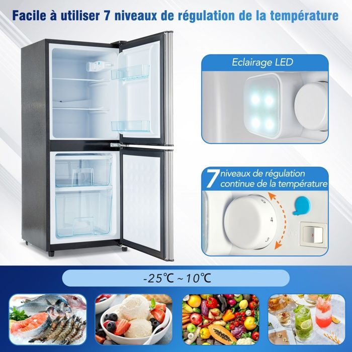 Mini-rfrigrateur 106L conomie d'nergie,60LConglateur46L,166 kWhan, 45 dB,clairage LED,7 rglages de temprature – Image 5