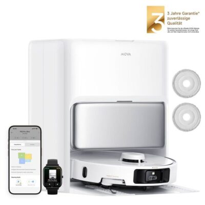MOVA P50 Pro Ultra Aspirateur Robot Laveur - Lingette Adaptative, Aspiration 19000 Pa, Navigation Intelligente, Design Élégant