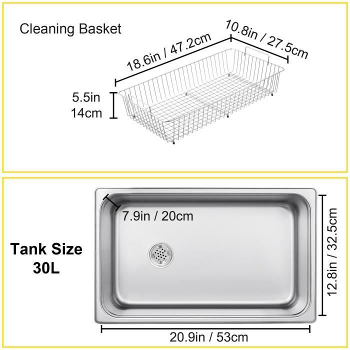 Nettoyeur ultrasons numrique - VEVOR - 30L - Acier inoxydable - 500W - 600W - 40kHz – Image 4