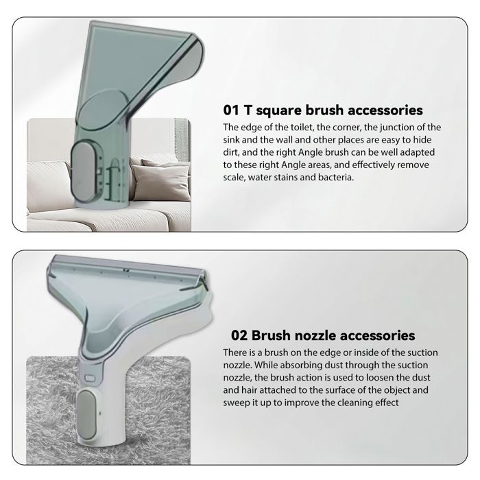 Nettoyeur de Canapés et Tapis - Aspiration et Lavage à Haute Pression - 4 Brosses - Pour Canapé, Tapis, Moquette, Siège Auto – Image 3