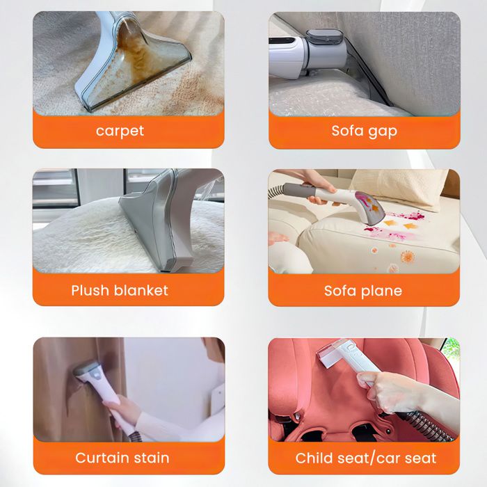 Nettoyeur de Canapés et Tapis - Aspiration et Lavage à Haute Pression - 4 Brosses - Pour Canapé, Tapis, Moquette, Siège Auto – Image 4