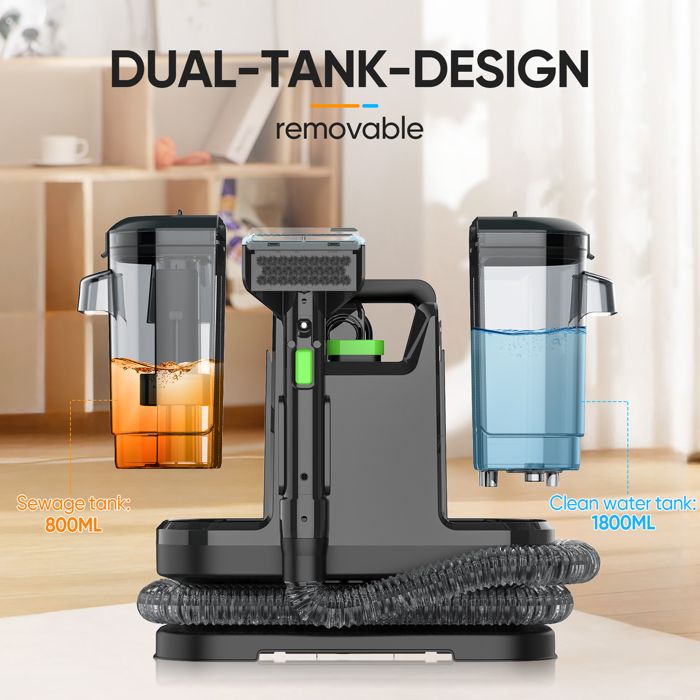 Nettoyeur de Tapis , 12 kPa, cordon de 5 m de long, double réservoir d'eau, buse multifonction, convient aux tapis, meubles, tissus – Image 3