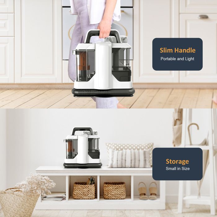 Nettoyeur de Tapis Portable Humide et Sec 750W 15Kpa Aspirateur Nettoyeur de Tapis Tuyau 1.2m pour Voiture, Coussins, Animaux – Image 6