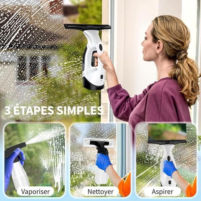 Nettoyeur de Vitres Électrique – MONMECD – Nettoyage Sans Traces – Batterie Rechargeable – Autonomie 35Min – Image 2