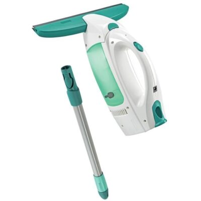 Nettoyeur pour vitre avec manche Leifheit Dry & Clean 51001, set avec manche de 43cm pour un nettoyage sans traces, autonomie 38min