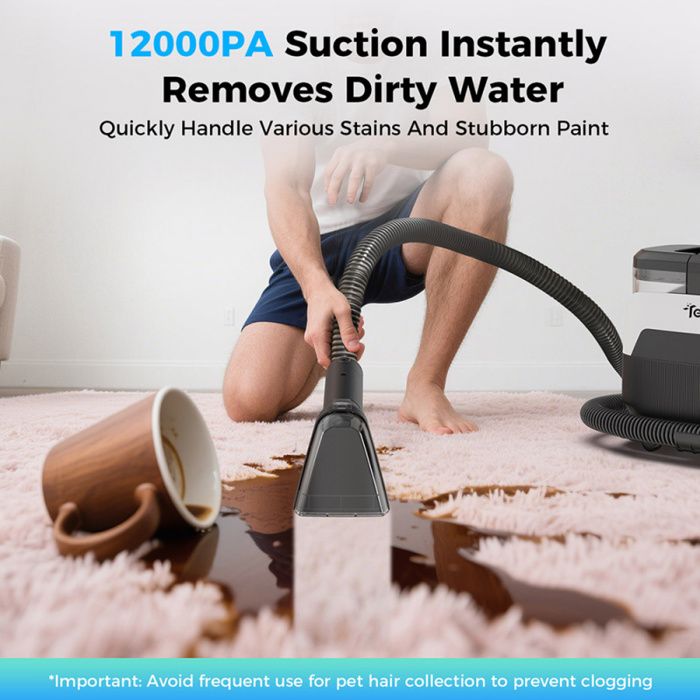 Nettoyeur Tapis Et Tissus D'ameublement 3 En 1 Teendow C6 MAX-Vapeur 1650 W-Aspiration 12 000 Pa-Deux Réservoirs-Adapté Aux Animaux – Image 3