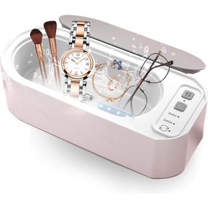 Nettoyeur à ultrasons - 15 W - 360° - 50 000 Hz - Appareil de nettoyage pour lunettes et bijoux - Chargement USB - Pour bijoux,
