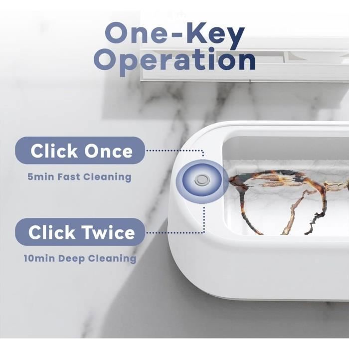 Nettoyeur Ultrasons, 45000hz Ultrasonic Cleaner avec 3 Modes de Nettoyage, 600ml Portable Appareil de Nettoyage pour Bijoux Montres – Image 2