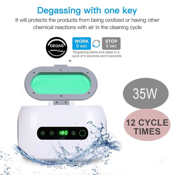 Nettoyeur à Ultrasons Professionnel 600ml, Appareil de Nettoyage pour Lunettes, Montres, Bijoux, Prothèses Dentaires, Ustensiles – Image 2