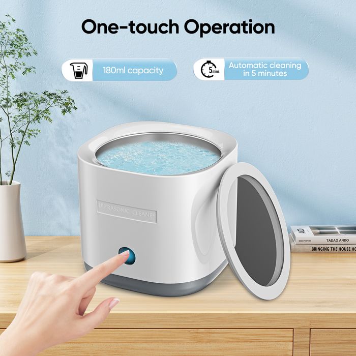 Nettoyeur à ultrasons pour prothèses dentaires, 42000Hz Nettoyeurs ultrasoniques 360° nettoyage en profondeur protège-dents(white) – Image 5