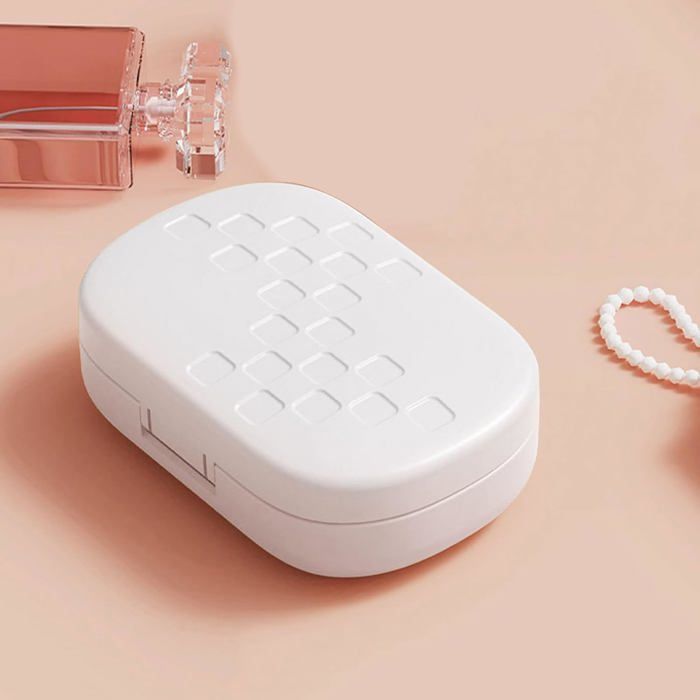 Nettoyeur à ultrasons pour lunettes, appareil de nettoyage pour lentilles de contact, avec miroir de maquillage et indicateur de – Image 3