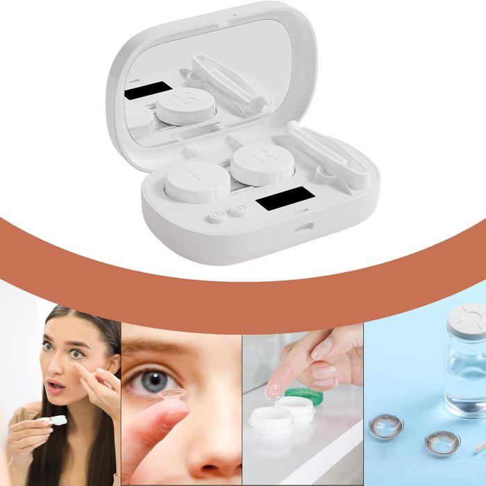 Nettoyeur à ultrasons pour lunettes, appareil de nettoyage pour lentilles de contact, avec miroir de maquillage et indicateur de – Image 4