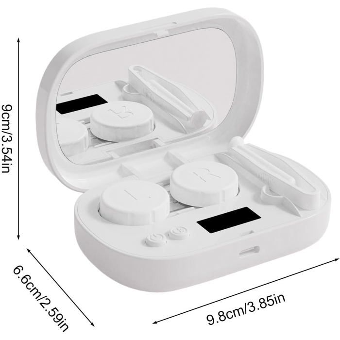 Nettoyeur à ultrasons pour lunettes, appareil de nettoyage pour lentilles de contact, avec miroir de maquillage et indicateur de – Image 6