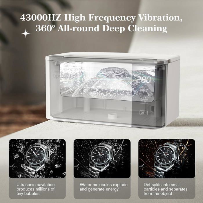 Nettoyeur Ultrasons,50W 600ML Nettoyeur Ultrasons Lunettes Bijoux avec 5 Modes de Réglage 43000Hz – Image 3