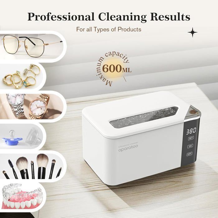Nettoyeur Ultrasons,50W 600ML Nettoyeur Ultrasons Lunettes Bijoux avec 5 Modes de Réglage 43000Hz – Image 4