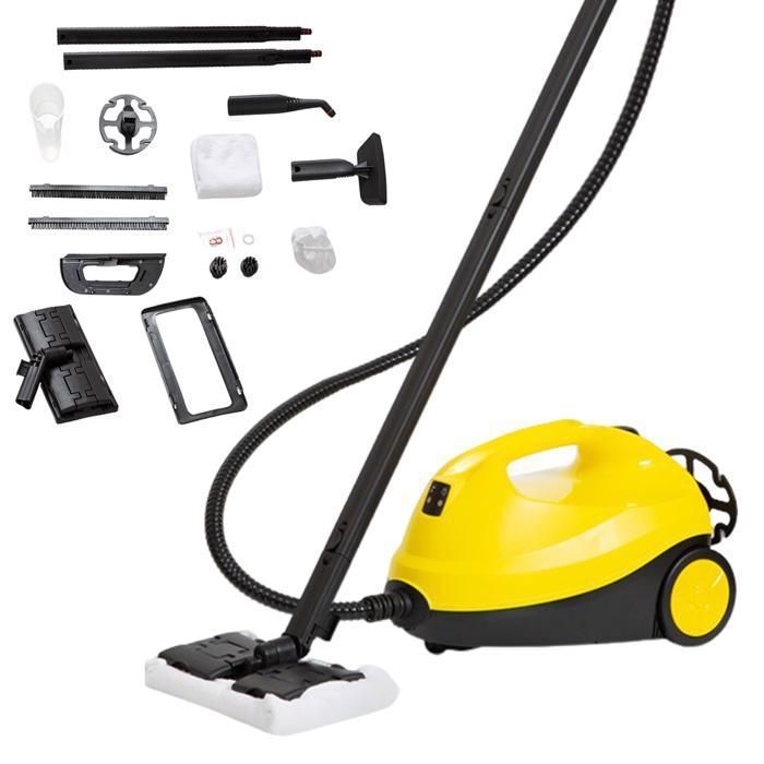 Nettoyeur vapeur 2000 W, 4 bars, temps de chauffe 6,5 min, 1,8 L, avec kit de nettoyage des sols , buses et housse en microfibre
