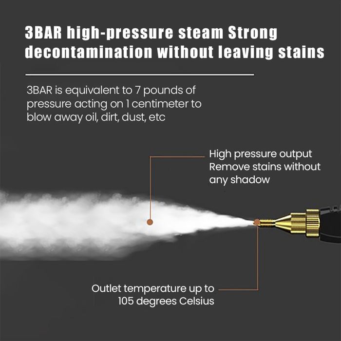 Nettoyeur vapeur 2500W, portable, 3 têtes de brosse, réglable sur 6 niveaux, nettoyeur vapeur pour cuisine/salle de bain/maison – Image 5