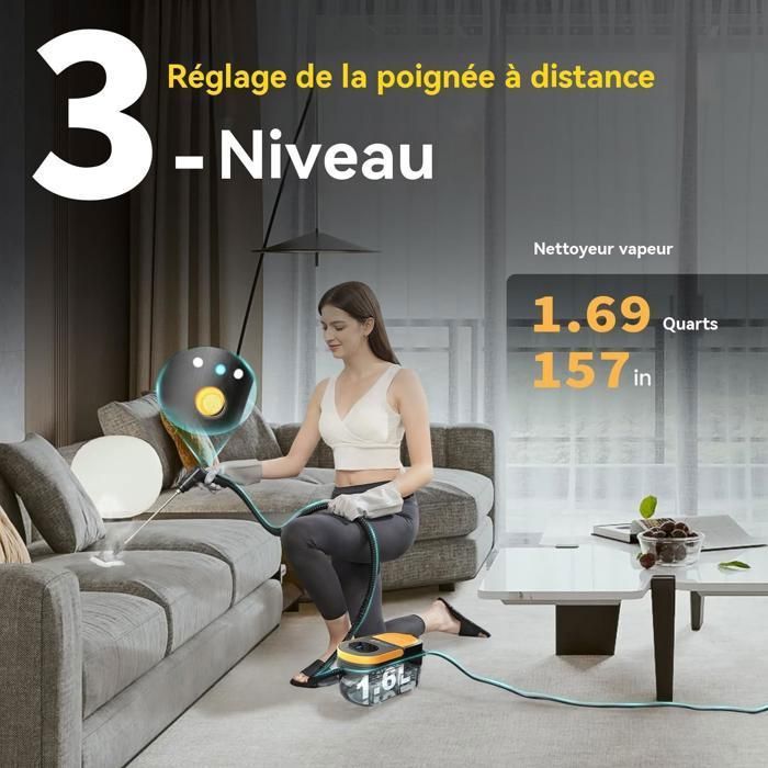 Nettoyeur Vapeur à Main Portable, Nettoyeur Vapeur 1600ml 2500W pour Cuisine/Salle de Bain/Maison/Auto/Tissus – Image 4