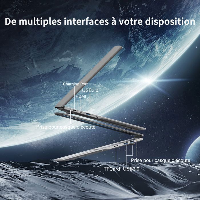 PC portable-17.3",Intel Celeron N5095(4C/4T,Jusqu'à 2,9 GHz),16Go RAM DDR4 512Go SSD,Windows 11PRO,WiFi5,HDMI,Ordinateur Portable – Image 4