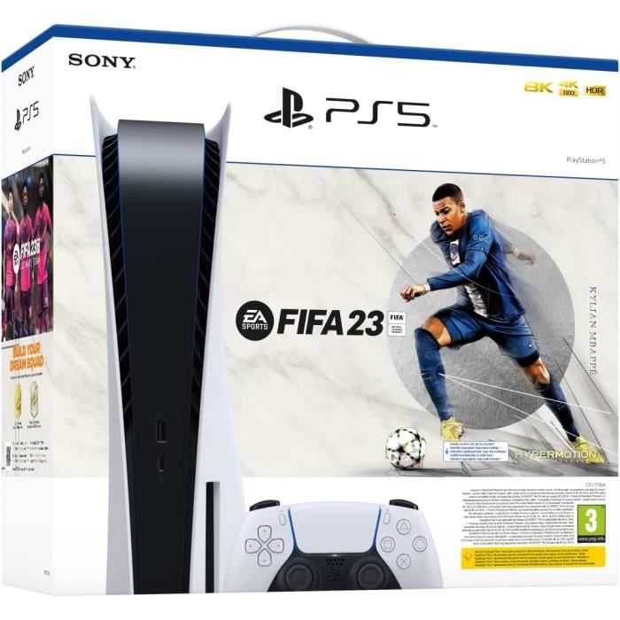 Console de salon - PlayStation - PS5 - FIFA 23 - 825 Go - Bundle - Blanc