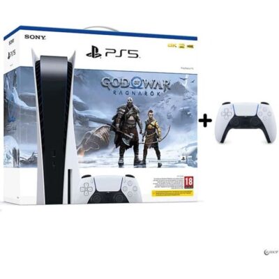 Console Sony PS5 Standard God of War Ragnarök - Blanc - 825 Go - PS5 - Pack avec Manette sans fil DualSense