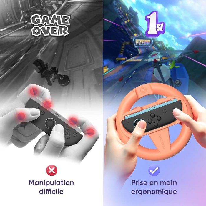 Pack de 2 Volants de Course pour Nintendo Switch 2 - Oniverse - Accessoires pour Mario Kart, Supports Volant Orange et Bleu – Image 3