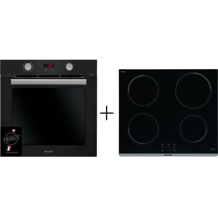 Pack encastrable BRANDT Four pyrolyse BXP5559B + Plaque induction TI464B