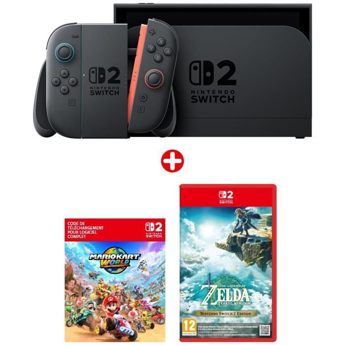 Pack Nintendo : Console Nintendo Switch 2 + Mario Kart World (Code) + The Legend of Zelda: Tears of the Kingdom