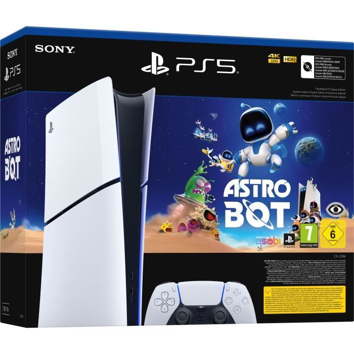 Pack PS5 Digital : Console PlayStation 5 (modèle Slim) + Astro Bot
