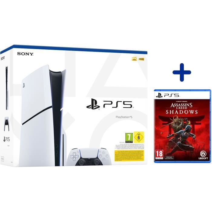 Pack PS5 Standard : Console PlayStation 5 (modèle Slim) + Assassin's Creed Shadows