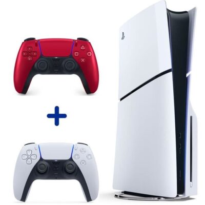 Pack PS5 Standard : Console PS5 (Modèle Slim) + 2ème Manette sans fil PS5 DualSense Volcanic Red