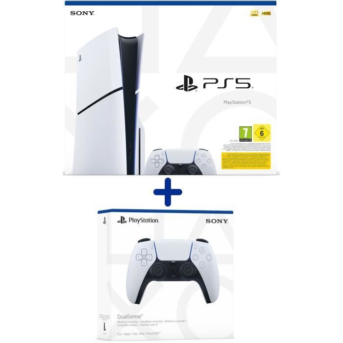 Pack PS5 Standard : Console PS5 (Modèle Slim) + 2ème Manette sans fil PS5 DualSense Blanche – Image 9