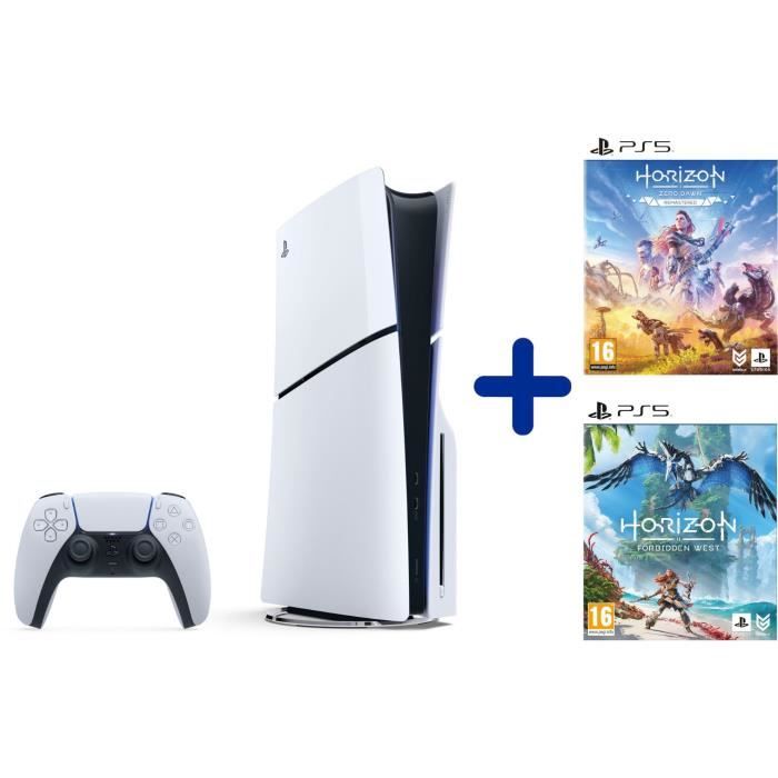 Pack PS5 Standard : Console PS5 (Modèle Slim) + Horizon Zero Dawn Remastered + Horizon Forbidden West