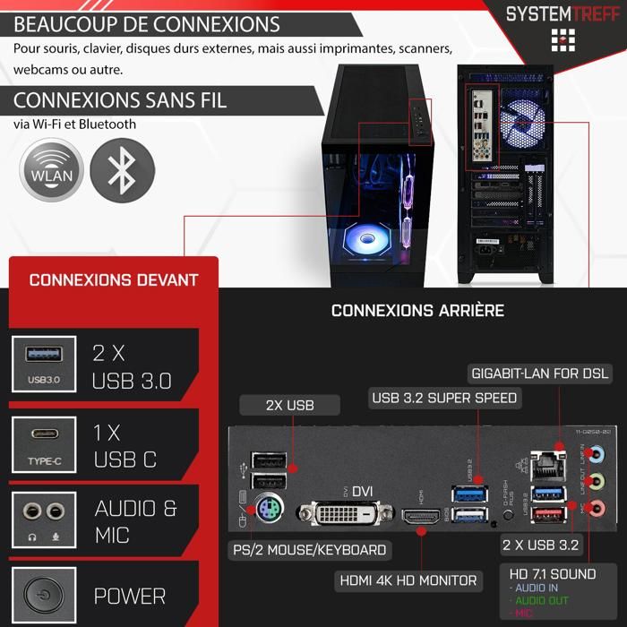 PC Gamer - AMD Ryzen 7 5700X - Nvidia GeForce RTX 5060 8Go - 32Go RAM - 1To M.2 NVMe- Windows 11 - WiFi-46 – Image 4