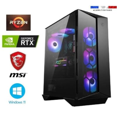 PC Gamer MSI Ryzen 7 5700X - RTX 5070 12GO MSI Gaming Trio - 32Go Ram - SSD 1To + HDD 2To - Gungnir 110R - Windows 11