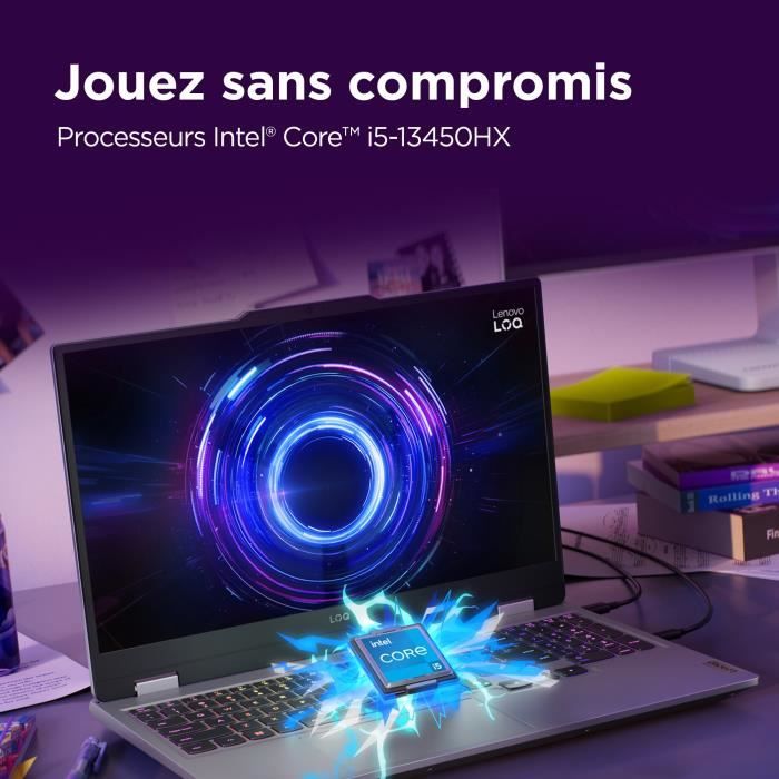 PC portable Gamer LENOVO LOQ 15IRX10 | Sans Windows - 15'' FHD 144hz - Core i5-13450HX - RTX 5060 100W - 16 Go - 512 Go - AZERTY – Image 3