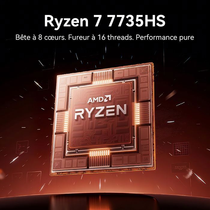 PC Portable Gamer, VANWIN 16" FHD, AMD Ryzen 7 7735HS(8C-16T, jusqu'à 4,7 GHz)16Go DDR5,512Go SSD,WiFi6,AMD Radeon 680M 2.2GHz – Image 3