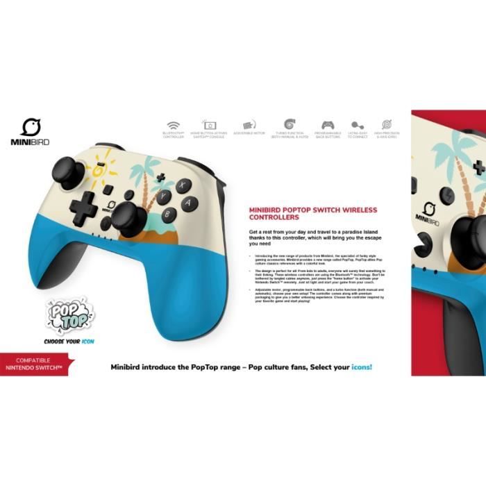 PopTop Minibird Manette Sans-Fil "The Island" compatible Nintendo Switch - Switch Lite - Switch OLED – Image 4