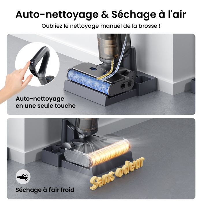PROSCENIC F20 A - Aspirateur laveur sans fil 3 en 1-Nettoyeur sec/humide-250W-Auto nettoyage - Grand Réservoir - Ecran LED - 20kPa – Image 4