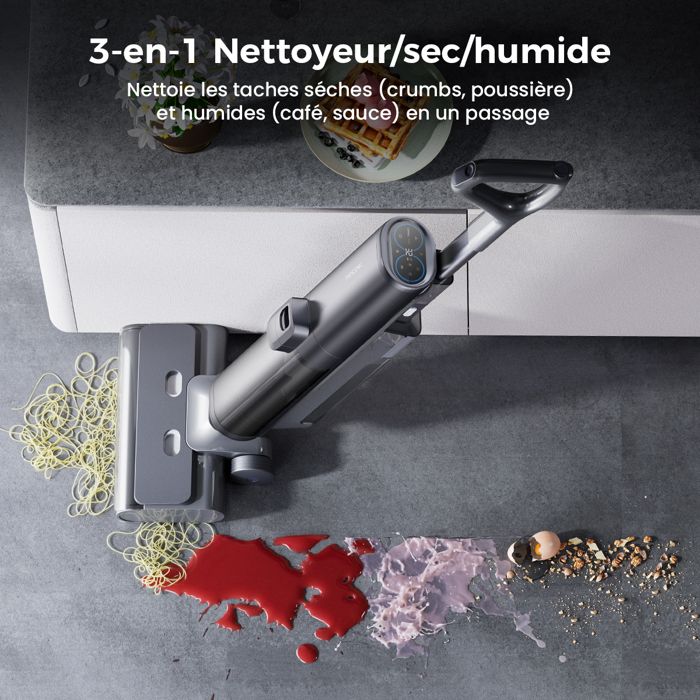 PROSCENIC F20 A1- Aspirateur laveur sans fil 3 en 1 - Nettoyeur sec/humide - 20Kpa - Grand Réservoir 2L - Ecran LED - Noir - 35 min – Image 2
