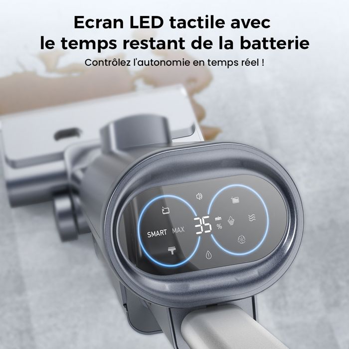 PROSCENIC F20 A1- Aspirateur laveur sans fil 3 en 1 - Nettoyeur sec/humide - 20Kpa - Grand Réservoir 2L - Ecran LED - Noir - 35 min – Image 5