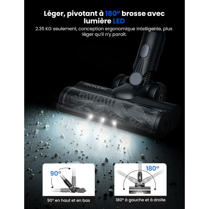 Aspirateur Balai - PROSCENIC - P11 - 55000 Pa - 550W - 60 Min Autonomie - 2-en-1 – Image 4