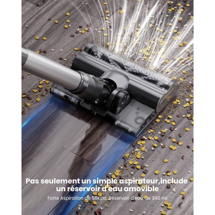 PROSCENIC P11 Mopping-Aspirateur Balai sans Fil Nettoyeur, Aspirateur sec et humide, Réservoir d'eau 340ML, 55000 Pa, 550W, 60Min – Image 2