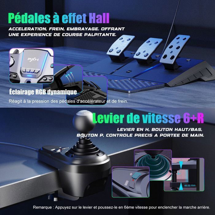 PXN V9 Gen2 Volant de Course avec Pédales et Levier de Vitesses pour PC, PS3, PS4, Xbox One, Xbox Series X|S – Image 4